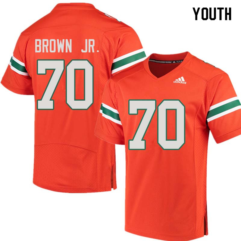 Youth Miami Hurricanes #70 George Brown Jr. College Football Jerseys Sale-Orange - Click Image to Close
